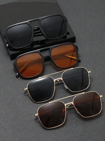 4副/套 时尚休闲男士眼镜，奢侈品牌设计师眼镜，提升面部轮廓和立体感，适合日常生活、海滩、驾驶、露营、钓鱼、聚会和户外旅行，休闲眼镜，防眩光。