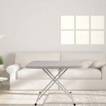 Mesa Plegable Rectangular, Mesa de Servicio Plegable Ajustable en 6 Alturas, 74 x 76 x 50 Escritorio Plegable, Soporte Fuerte, Ideal para Comedor, Dormitorio o Oficina en Casa - 1 - Ver 6