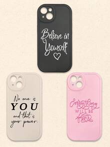 3件套多色字母印花手机壳，带摄像头保护，兼容和Galaxy智能手机 - 彩色 - 查看 32