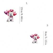 1 Stück/2 Stücke/3 Stücke Valentinstag West Highland Terrier Herz Ballon Muster Hitzeübertragungsaufkleber - gemischte Farben Vinyl Hitzeübertragungsaufkleber geeignet für T-Shirts, Jeans, Masken, Rucksäcke - DIY saisonale Dekoration, Heimdekoration, Feiertagskleidung Anpassung, Feiertagsmuster, leicht anzubringende Aufkleber, langanhaltend Heimdekoration