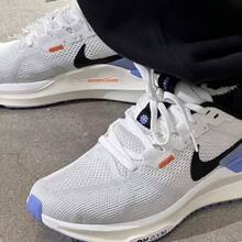 Nike Women's AIR ZOOM STRUCTURE 25 Minimalist Breathable Lace-Up Athletic Sneakers - White/Blue - View 3