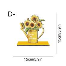 Decoración de madera con tema de girasoles de primavera, artesanía creativa para decoración de escritorio/balcón/fiesta de primavera/decoración suave para floristería, delicia artística