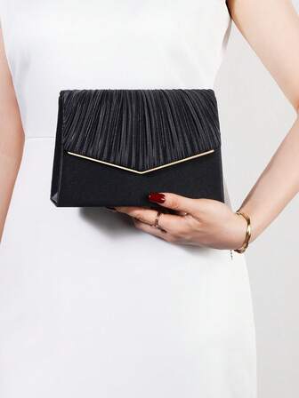 Modern enfärgad veckad handväska för kvinnor, charmig och elegant aftonväska, lämplig för festtjejer, studenter, brudar, kan matchas med festklänningar, brudklänningar, aftonklänningar, åtsittande kjolar, perfekt för bröllop, sammankomster, banketter, fester, baler, bästa presenten för kvinnor