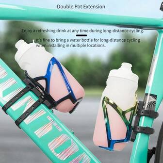 1 pieza Soporte para botella de agua de bicicleta sin taladro, abrazadera de plástico ABS, apto para bicicleta de montaña y bicicleta de carretera, color negro, se ajusta a tubos de 2.5" y 3.1" de diámetro