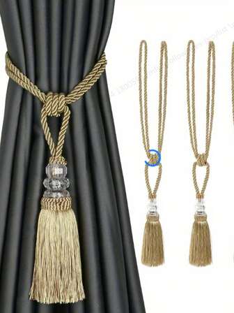 Elegant Handmade Woven Curtain Tassels With Crystal Decor And Multi-Color Tassels - Classic Home Decor