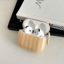 Minimalist Yellow Striped Bread Pendant Compatible With 3rd Generation Wireless Bluetooth Protective Case - Yellow - View 1