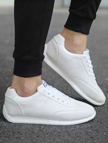 أحذية رياضية كاجوال للرجال، أحذية جري خفيفة الوزن ومريحة، أحذية رجالية بتصميم أنيق برأس مستدير، أحذية تزلج منخفضة الكاحل، أحذية بيضاء مريحة متعددة الاستخدامات للاستخدام اليومي والخارجي والتنقل