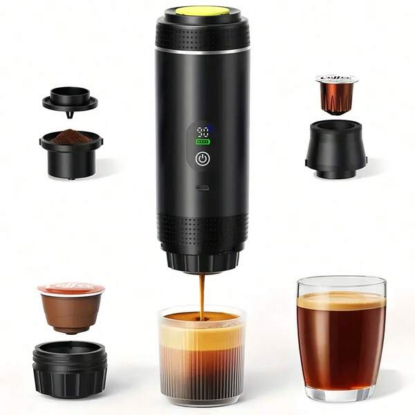 Máquina de café portátil nueva 2026 con pantalla LED y función de calentamiento automático, compatible con 3 en 1, esencial para entusiastas del café, regalo para vacaciones