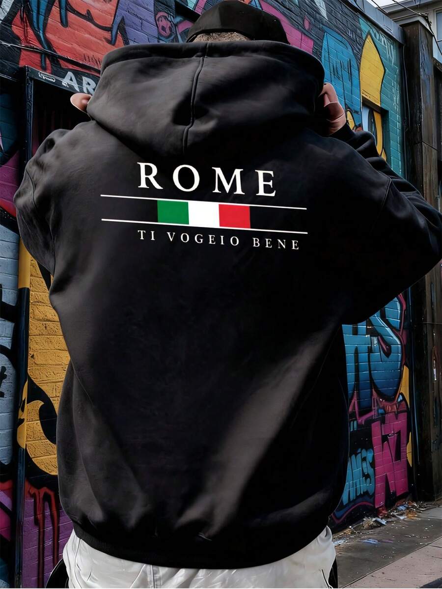 Sudadera con capucha para hombres universitarios, alta rentabilidad, perfecta para actividades de club. - Negro - Ver 1