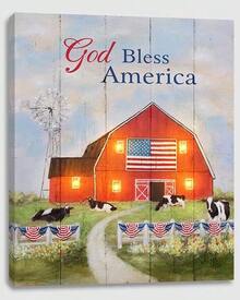 2025 Christmas Canvas Wall Art Print 12" X 16" With Timer | LED Lighted Design - God Bless America Barn - View 6