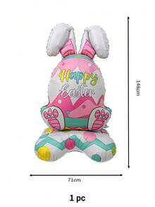 kumozawa 1pc 59-Inch Standing Rabbit Balloon, Indoor Atmosphere Background Photo Prop, Easter Balloon Set, Birthday Party Celebration Decor, Holiday Party Decoration - Multicolor - View 13