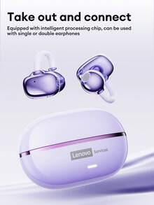 Lenovo RS102 Elegant Open-Ear Bluetooth Headphones, Directional Sound, Surround Sound, High-Quality Audio, Long Battery Life, Suitable For Running, Sports, Calls, Noise Cancellation, Comfortable Fit, Compatible With Smartphones And Computers - 紫色 - 查看 9