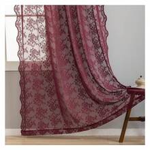 Burgundy Curtains 84 Inches Long Vintage Elegant Floral Maroon Sheer Curtains Timeless Lace Christmas Curtains For Living Room Bedroom Privacy 7 FT 52 In. W X 84 In. L Set Of 2 Deep Merlot - 多色611 - 查看 3