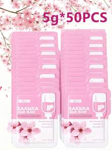1/5/10/12/120/30/50pcs Pack Sakura Face Mask, Cleansing Clay Mask, Pore Cleansing, Moisturizing, Soothing, Brightening, Oil Control, Fine Texture, Gentle & Non-Irritating, Non-Drying, Convenient For Travel, Suitable For All Skin Types, Unisex - Pink - View 15