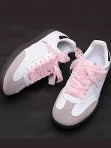 Cordones de encaje con lazo al estilo coreano de la marca pequeña, de 120 cm de color rosa intenso, accesorio para zapatillas deportivas casuales para mujeres y hombres, zapatillas, zapatos casuales, zapatos blancos, zapatos de baloncesto, zapatillas de running de verano, artículos esenciales para dormitorio, Halloween, Navidad