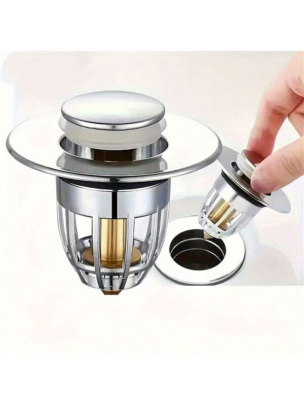 2 Stücke universeller Spülbecken-Ablauffilter für das Badezimmer - Drück-runter, Pop-up verchromter Spülbeckenfilter mit Haarsiebeinsatz - passt für Löcher mit 1.39-1.57 Inch Durchmesser - Badezimmer Spülbecken Ablaufstöpsel Heim Badezimmer Dekoration Herbstdekoration Rückkehr zur Schule