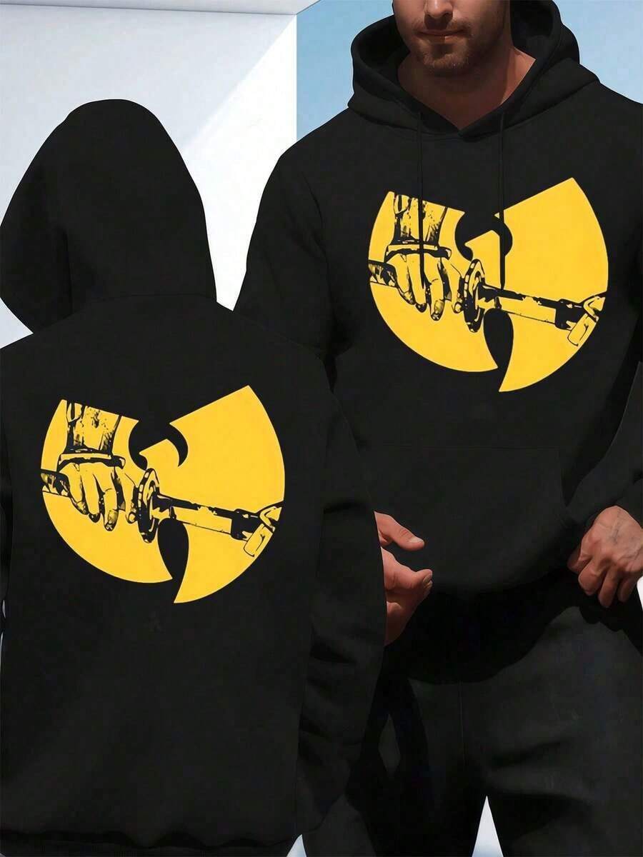 WuTang Clan Graphic Hoodie ,Men's Double-Sided Printed Casual And Comfortable Hoodie, Casual And Versatile Coat In Autumn And Winter(1 PC) - màu đen - Xem 1