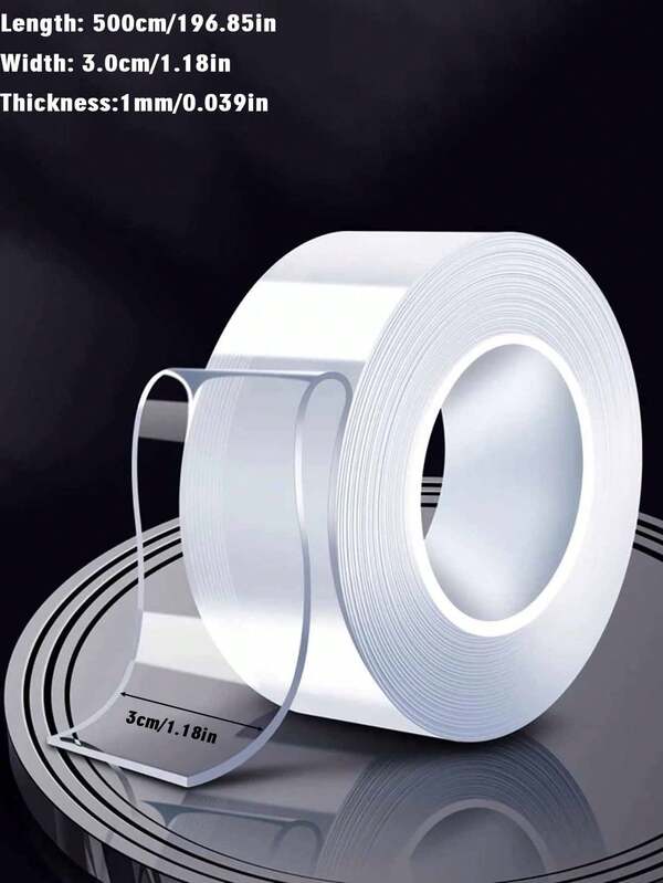 1/4 Peças Fita Adesiva Dupla Face Nano, Adesivo Forte, Reutilizável, Sem Resíduos, Lavável, Adequado para Casa, Escritório, Festas de Feriados, Decorações de Festa, Automóveis, Presente Ideal para Halloween, Natal, Páscoa, Ação de Graças