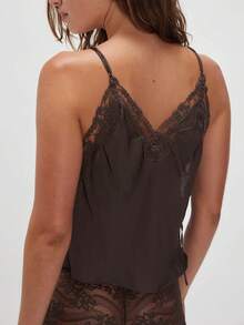 Women's Boho Lace Trim Tank Tops Summer Y2k Spaghetti Strap Sleeveless V Neck Loose Fit Camisole Embroidery Floral Vest Shirt Going Out Cami Tops Streetwear Beach Vacation Clothes Top - 咖啡棕 - 查看 4