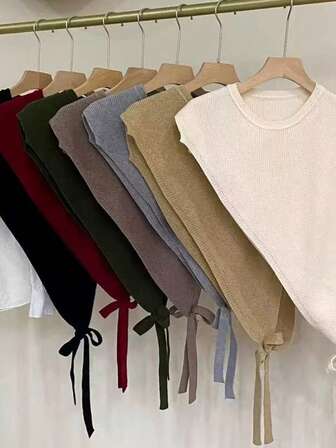 Korean Style 2025 New High-End Niche Design Asymmetric Triangle Knitted Shawl Vest For Women, Layering Shoulder Wrap