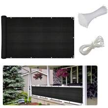 Pantalla de privacidad para valla de 90 cm x 5 m, para balcón, cubierta de privacidad, parabrisas para porche, terraza al aire libre, patio, balcón, para cubrir el sol, Valla de privacidad de 2.95 x 16.4 pies, cubierta de sombra de esgrima resistente para pared, jardín, patio trasero - Negro - Ver 1