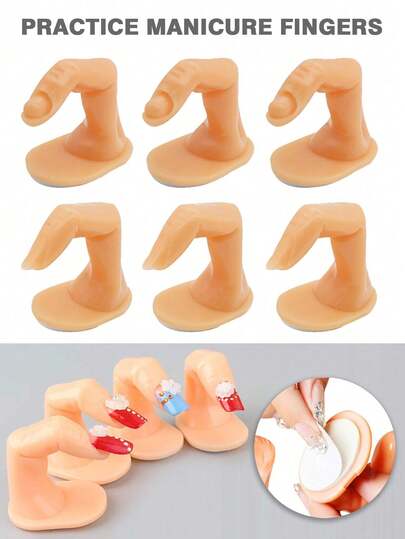 Nail Art Practice Hand, With Or Without Fake Nails, Realistic Fake Fingers, Carved & Painted Nail Art Sticker Display Model
