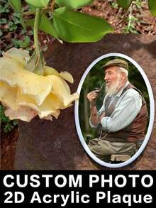 1pc Custom 2D Memorial Photo Headstone, Picture Grave Markers Cemetery Decorations Plaque No Fading, Easter Gifts Thanksgiving Gifts Christmas Gifts Mother's Day Gifts Father's Day Gifts Halloween Gifts Halloween Decorations Christmas Gifts