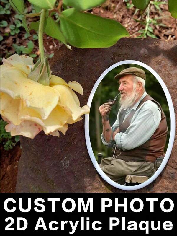 1pc Custom 2D Memorial Photo Headstone, Picture Grave Markers Cemetery Decorations Plaque No Fading, Easter Gifts Thanksgiving Gifts Christmas Gifts Mother's Day Gifts Father's Day Gifts Halloween Gifts Halloween Decorations Christmas Gifts