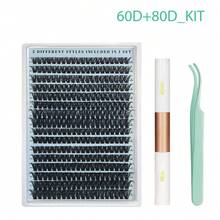 320片自然纤长假睫毛，30D+40D卷翘度，长度10-16毫米，DIY超轻柔软可重复使用睫毛，包含化妆工具、睫毛胶、镊子和2支睫毛刷，适合新手、日常佩戴、派对、音乐节、万圣节等场合。 - 黑色 - 查看 13