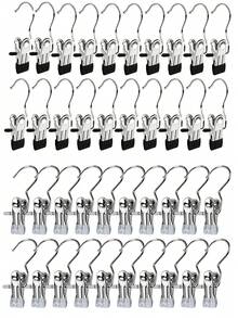 50/40/30/20/15/10/5件不锈钢衣夹，带钩洗衣衣钉，衣柜靴子衣架，带钩夹子，便携式挂衣夹，衣柜收纳袋，多功能单夹衣架，靴子夹，无缝挂钩织物收纳袋，适用于裤子、帽子、裙子、袜子、鞋子、裙子、牛仔裤、靴子、裙子