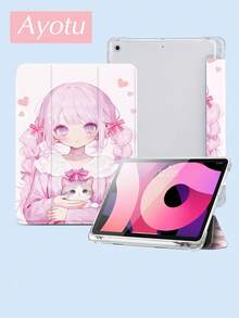 Ayotu 1 Pc An Anime Girl Holding A Cat Tablet Case & Kindle E-Book Case Compatible With Pad 10th Generation, Pad 10.2/Mini6/Mini7/9.7 Inches, Compatible With Samsung Galaxy Tab A9 Plus, Kindle (11th Generation-2024 Release)(6 Inch), Kindle Paperwhite 12th Gen 2024, Great Holiday Gift, Stylish And Simple Pattern. - Pink - View 5
