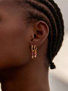 1pc 925 Sterling Silver Gemstone Pendant, Delicate Ear Cartilage Piercing Jewelry, Ear Cuff, Ear Helix, Ear Conch, Belly Button Ring Pendant