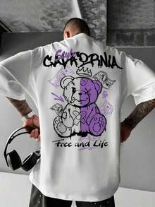Men's Adult/Children's Casual Streetwear Premium Cotton Fashion Bear California Style Dollar Money - 白色 - 查看 2