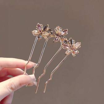 Premium Quality Korean Style Colorful Crystal Hair Comb, Elegant Maple Leaf Detailed Hair Clip Hairpin Headpiece, Haircomb, Side Comb