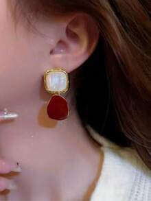 1 Pair Retro Hong Kong Style Elegant High-End Daily Commute Earrings - Multicolor - View 4