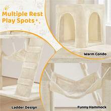 Butterslay 1pc Modern Multilevel Cat Tree Cat Condo With Perch And Scratching Post For Indoor - Màu be - Xem 4