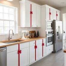 8Pcs Christmas Cabinet Ribbons Bows Decorations Red Home Decor Party Supplies Set - Burdeos - Ver 5