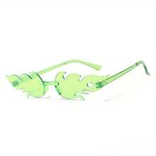 1pc Flame Shape Cool  Glasses Street Photography Fashion Wear Glasses - Xanh huỳnh quang - Xem 13