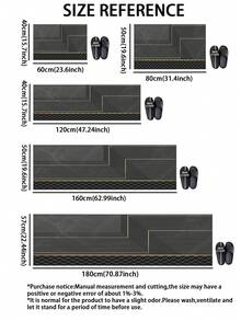 1pc Modern Luxury Style Kitchen Mat With Geometric Lines, Golden Stripes, Faux Marble Texture And 3D Diamond Patchwork Pattern, Cushioned Anti-Fatigue Kitchen Carpet - Multicolor - View 2