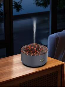 300毫升 白色/黑色 7色火焰香薰加湿器，带精油功能，USB供电桌面火焰雾化加湿器，适用于卧室客厅，装饰香薰氛围灯，可作为朋友生日节日礼物 - 彩色 - 查看 8