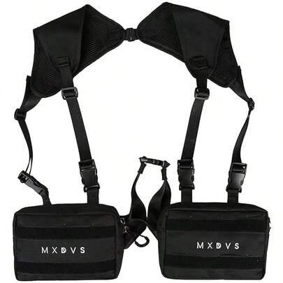 Unisex Black Chest Rig Bag Streetwear Tactical Vest Hip - Hop Chest Bags Fashion Tactics Waist Pack Woman Functional Square Bag