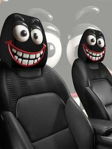 1/2pcs Fun And Quirky Red Lip Smiling Face Printed Car Headrest Cover, Ladies' Car Interior Decoration, Interesting And Practical, Suitable For All Seasons/Suitable For Travel/Daily Commuting, Ideal Gift For Friends And Close Friends