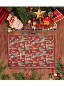 1pc Christmas Tree Carpet, Non-Slip And Washable, Suitable For Living Room, Bedroom, Hallway, Indoor And Outdoor Use, Easy To Create Warm Christmas Home And Room Decor - Red - View 2