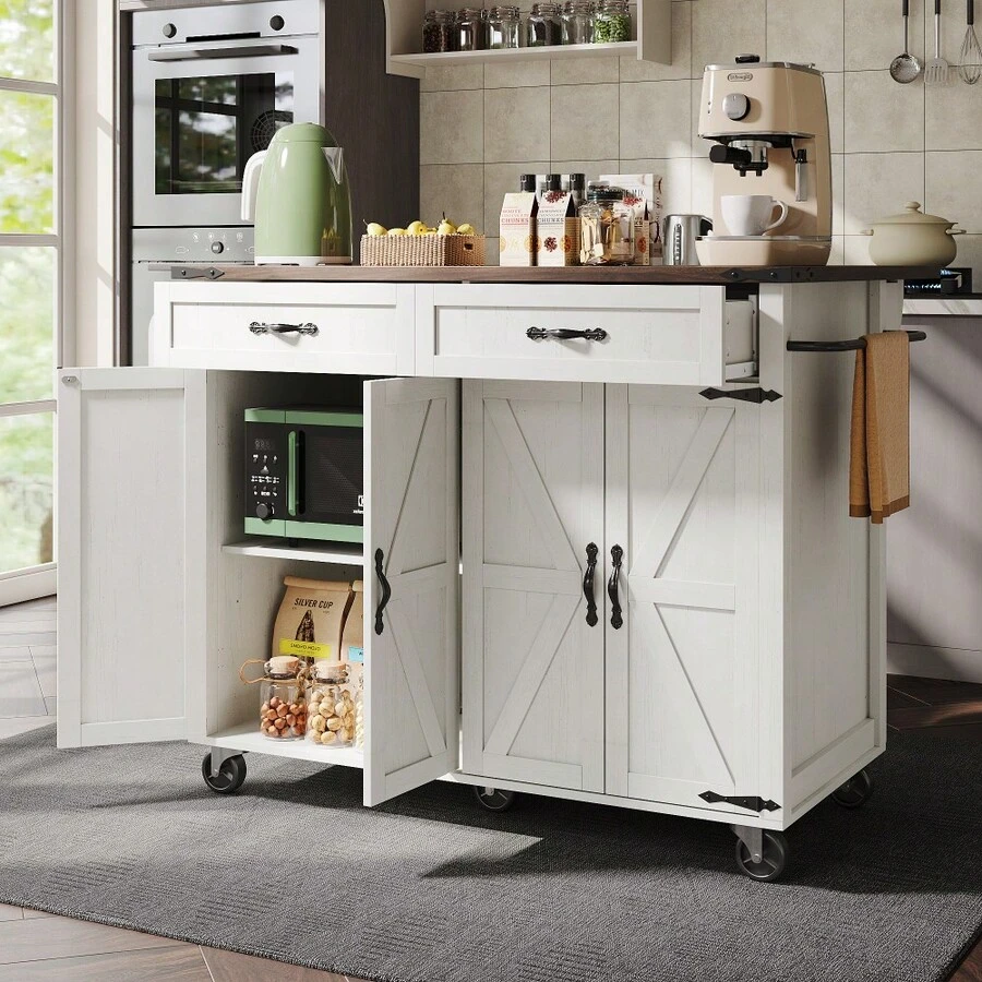 Mobilne wyspy magazynowe - Biały + MDF - Zobacz 1