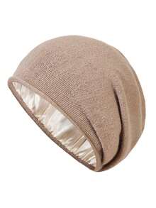 1 chiếc mũ len đan len màu trơn pha len dành cho cả nam và nữ, thời trang thu đông ấm áp thường ngày có gọng dành cho hoạt động ngoài trời, trượt tuyết, đạp xe - Nhiều màu - Xem 19