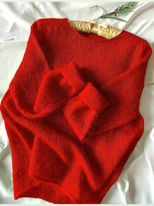 Maglione casual oversize da donna a maniche lunghe, girocollo, tinta unita, ampio