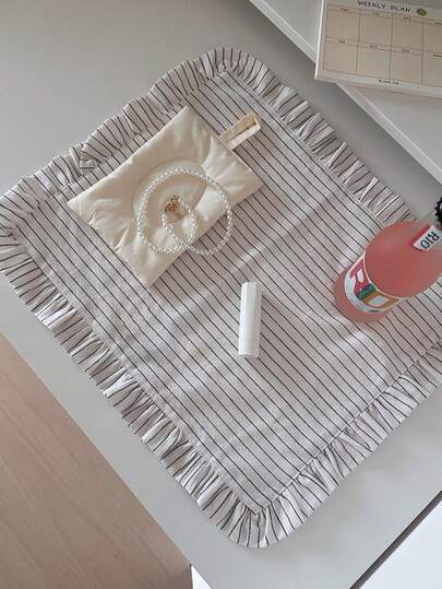 1개/2개/6개 한국 인스 스타일 스트라이프 러플 엣지 냅킨, 다기능 먼지 덮개 천 식사, 사진 촬영용