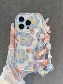 1 Cặp ốp lưng điện thoại dày dặn, tối giản, chống rơi, màu kem, viền lượn sóng, có dây xích, họa tiết hoa, tương thích với iPhone, Redmi 11 Lite, A53 TPU, A14/A23/S23 Ultra, S24, A14, A15, S23, A73, A55, A54, tương thích với các dòng điện thoại Redmi, phiên bản quốc tế, không phải phiên bản nội địa. - Nhiều màu - Xem 2