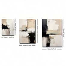 Set Of 3 Contemporary Abstract Art Canvas Prints, Black And Beige Minimalist Wall Posters For Modern Home Decor - Living Room, Bedroom, Office - No Frame - 白色 - 查看 4