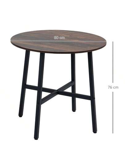 HOMCOM Dining Table, Kitchen Tafel People, Living Room Kitchen, Steel, Brown, 80 76 Cm view 3